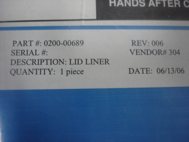 LID LINER, HPTXZ(0200-00689) | PARTS Initiative